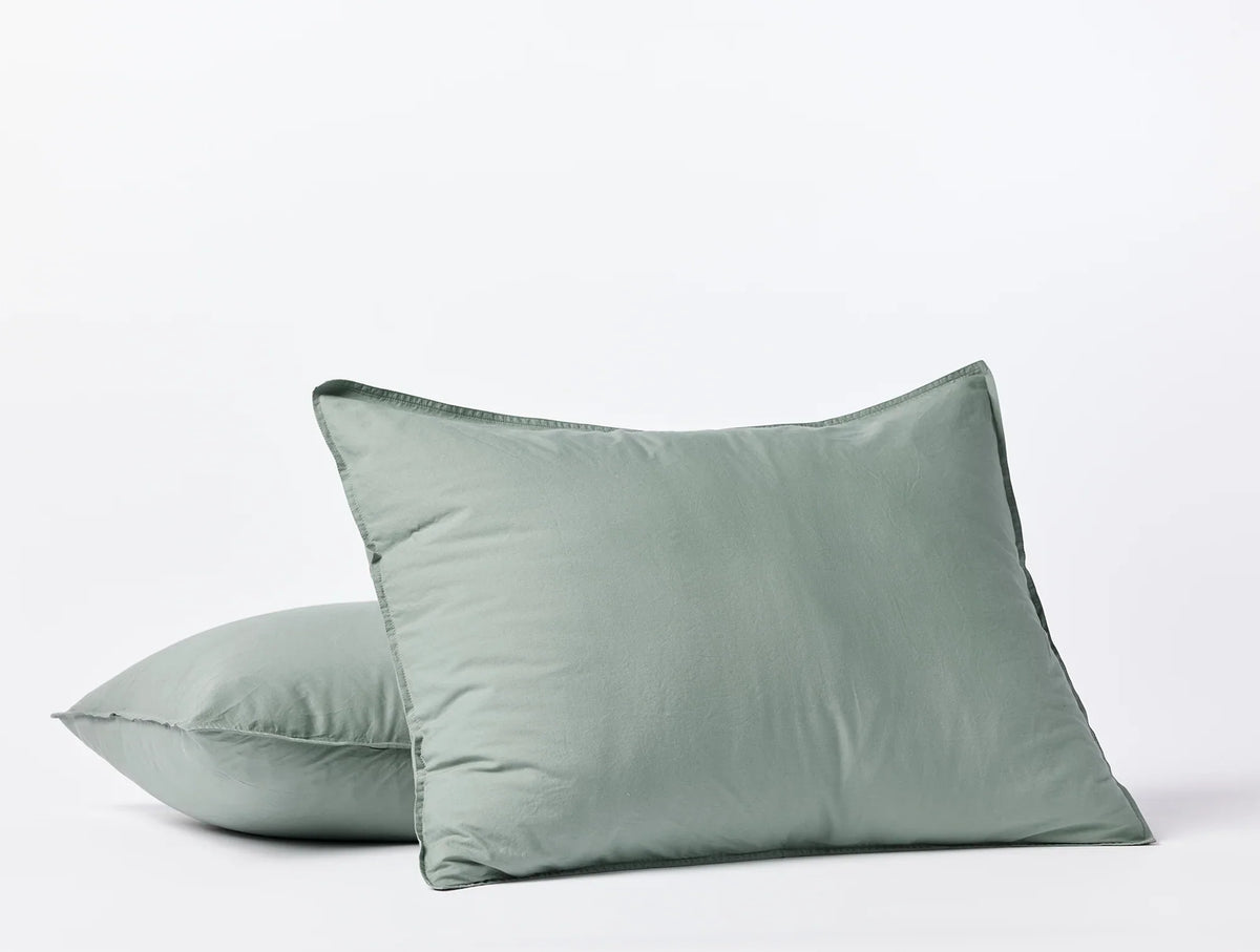 Coyuchi Standard Sham Sage Organic Crinkled Percale Duvet Cover