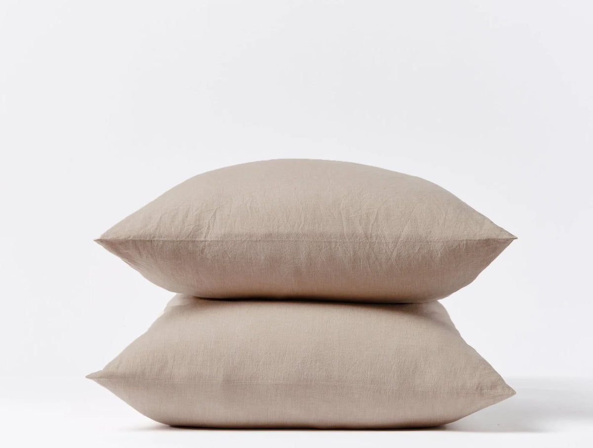 Coyuchi King Pillowcase Set Hazel Chambray Organic Crinkled Percale Sheet Set