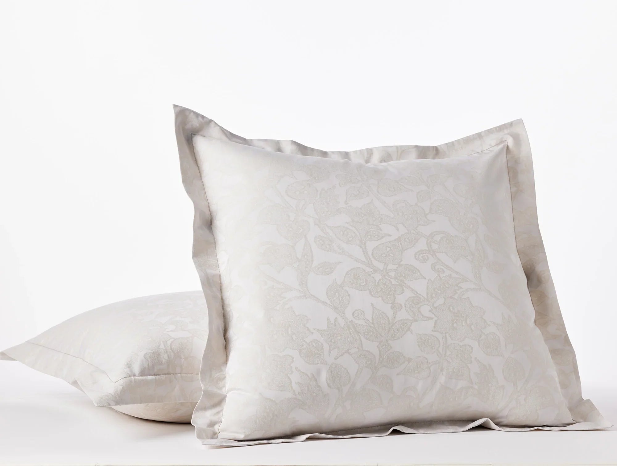 Coyuchi Euro Sham Alpine White w Stone Heritage Organic Percale Jacquard Duvet Cover