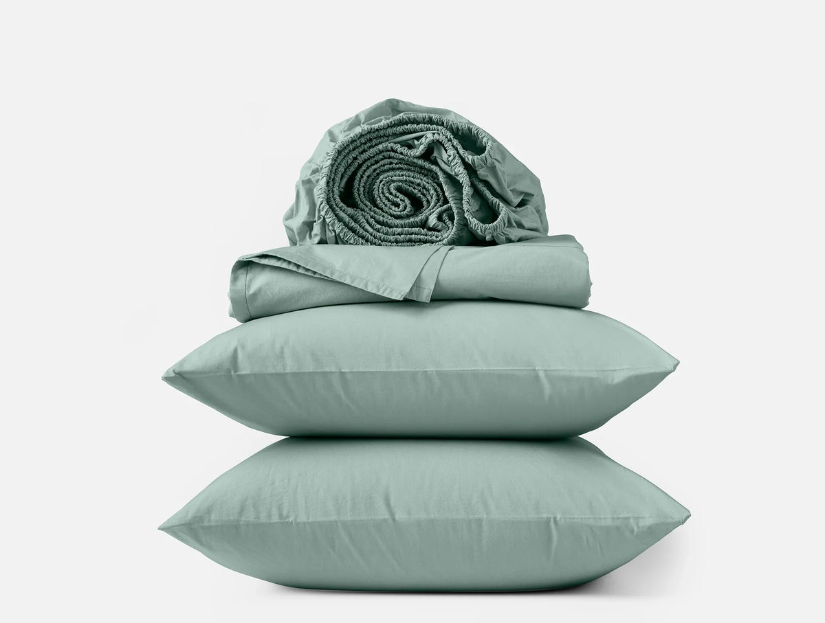 Coyuchi King Seafoam Refined Organic Percale Sheet Set