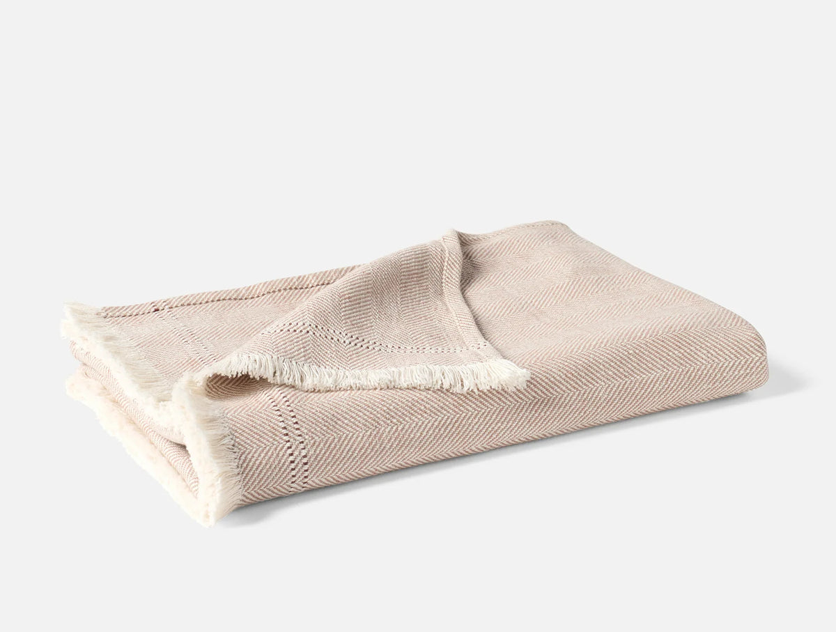 Coyuchi Praline Herringbone Canyon Organic Throw