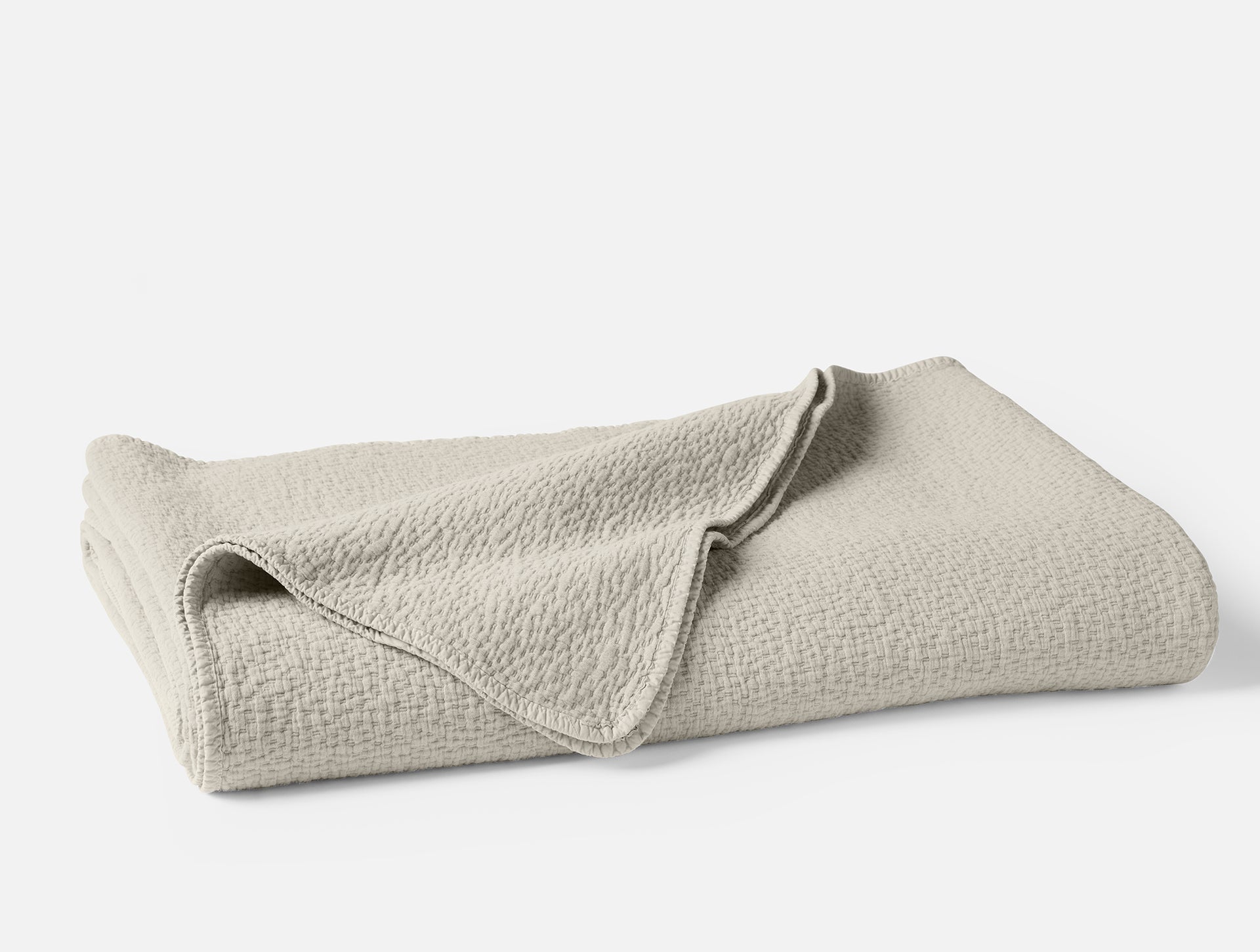 Coyuchi Stone Cascade Organic Matelasse Blanket