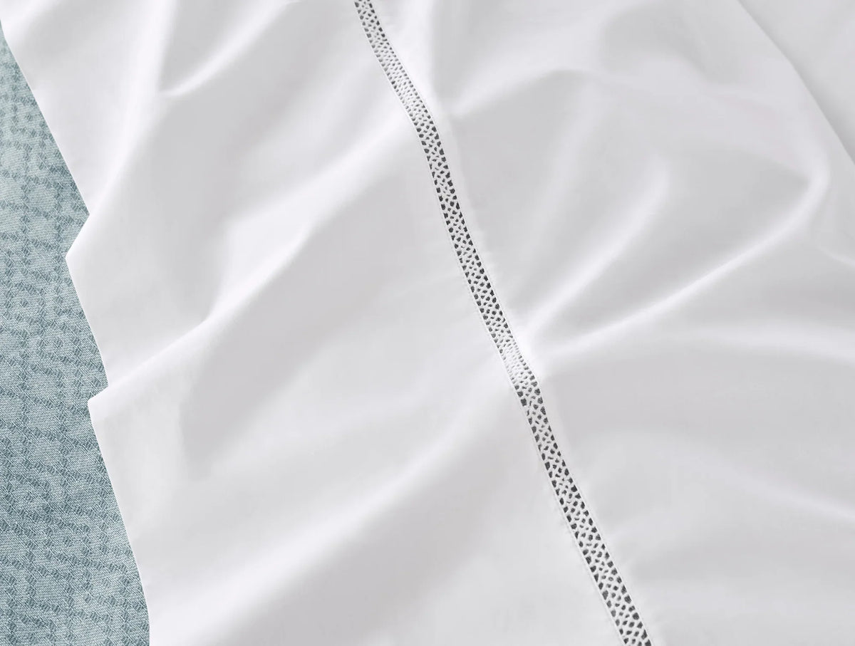 Coyuchi King Alpine White Lattice Organic Percale Sheet Set