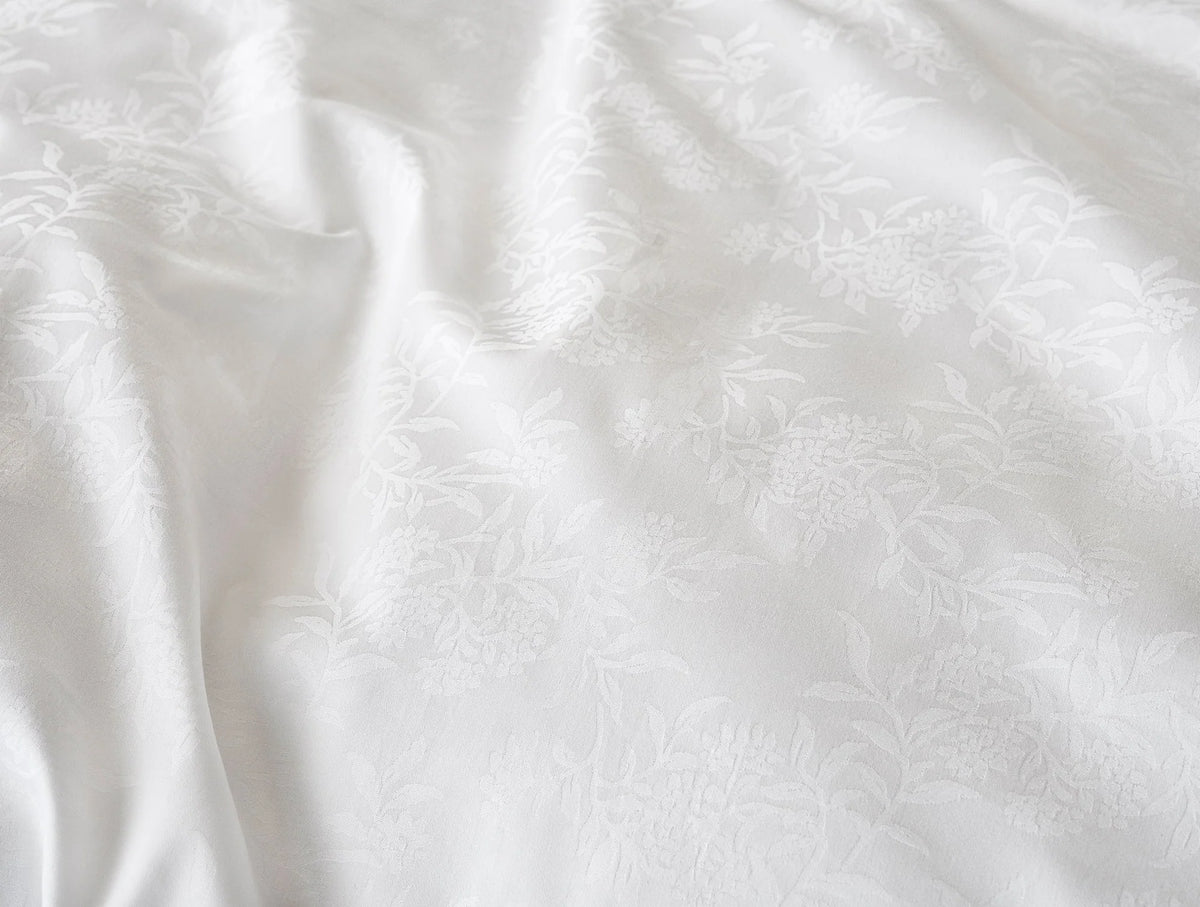 Coyuchi Alpine White King Heirloom Organic Sateen Jacquard Sheet Set