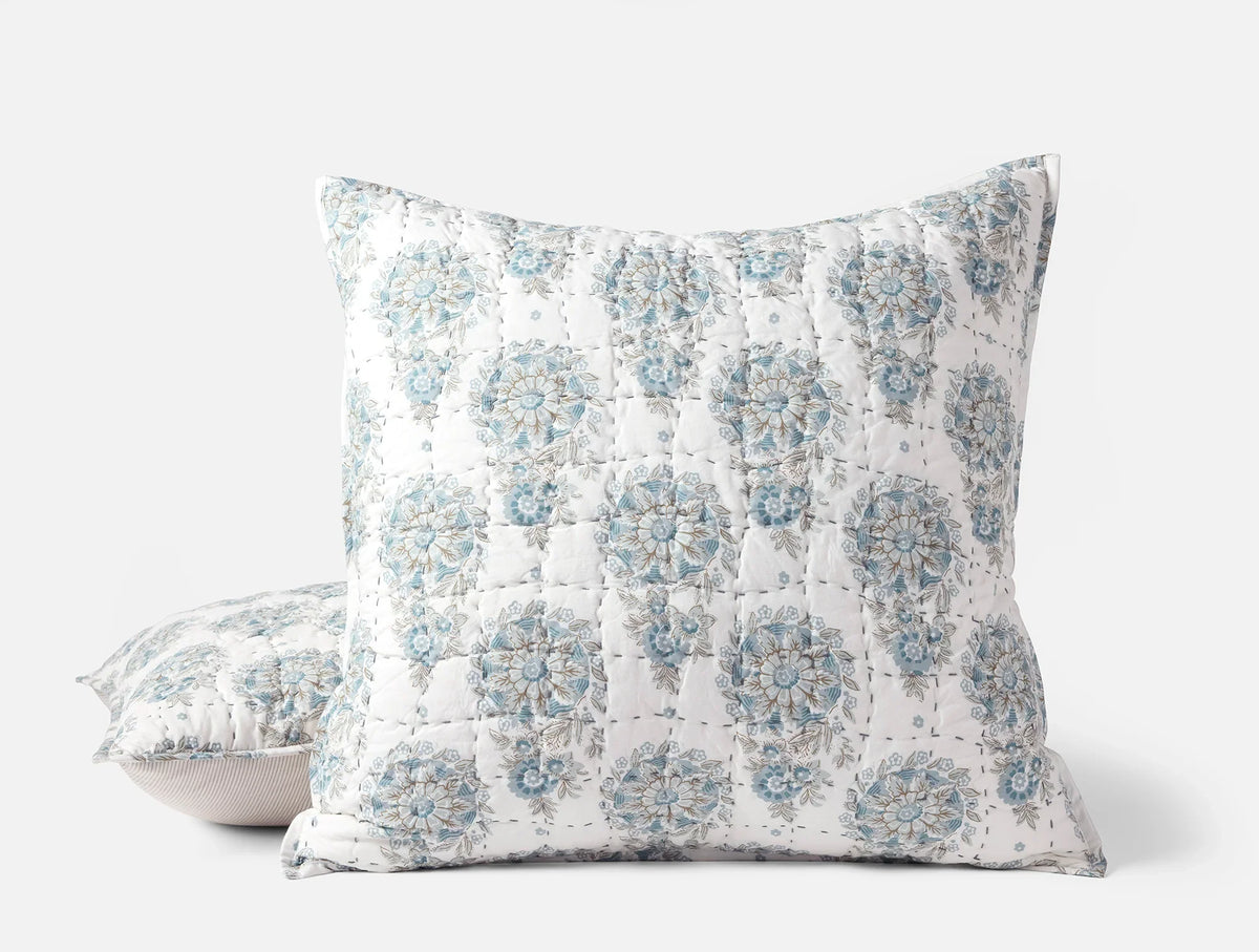 Coyuchi Euro Sham Tidal Flores Handstitched Organic Quilt