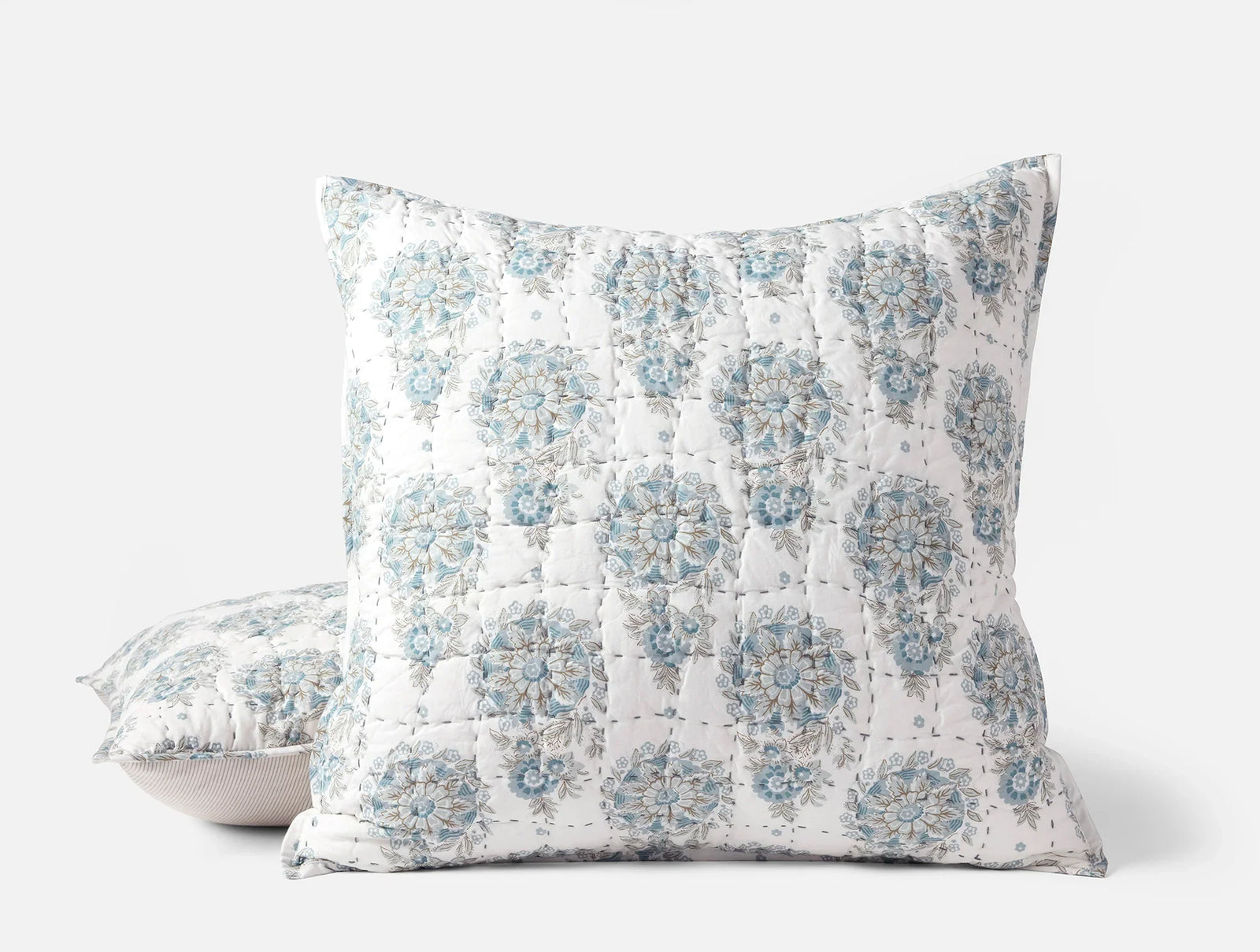 Coyuchi Euro Sham Tidal Flores Handstitched Organic Quilt