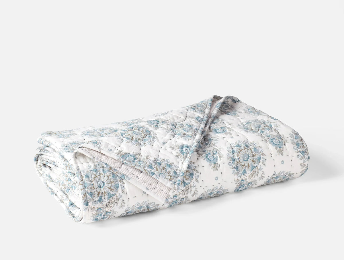 Coyuchi Twin Tidal Flores Handstitched Organic Quilt