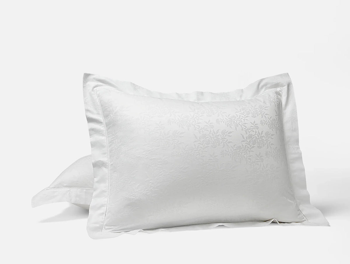 Coyuchi Standard Sham Alpine White Heirloom Organic Sateen Jacquard Duvet Cover