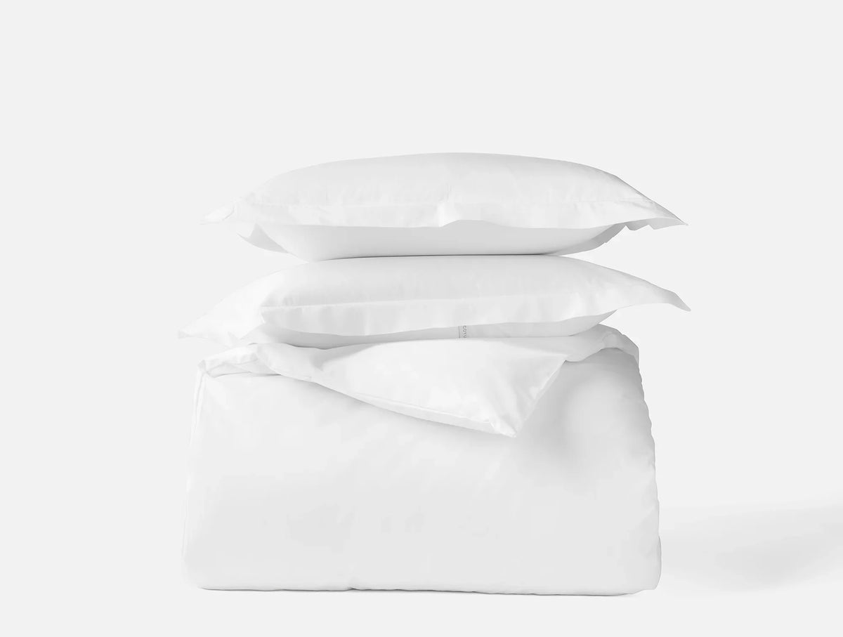Coyuchi King Alpine White Classic Organic Sateen Duvet Cover Set