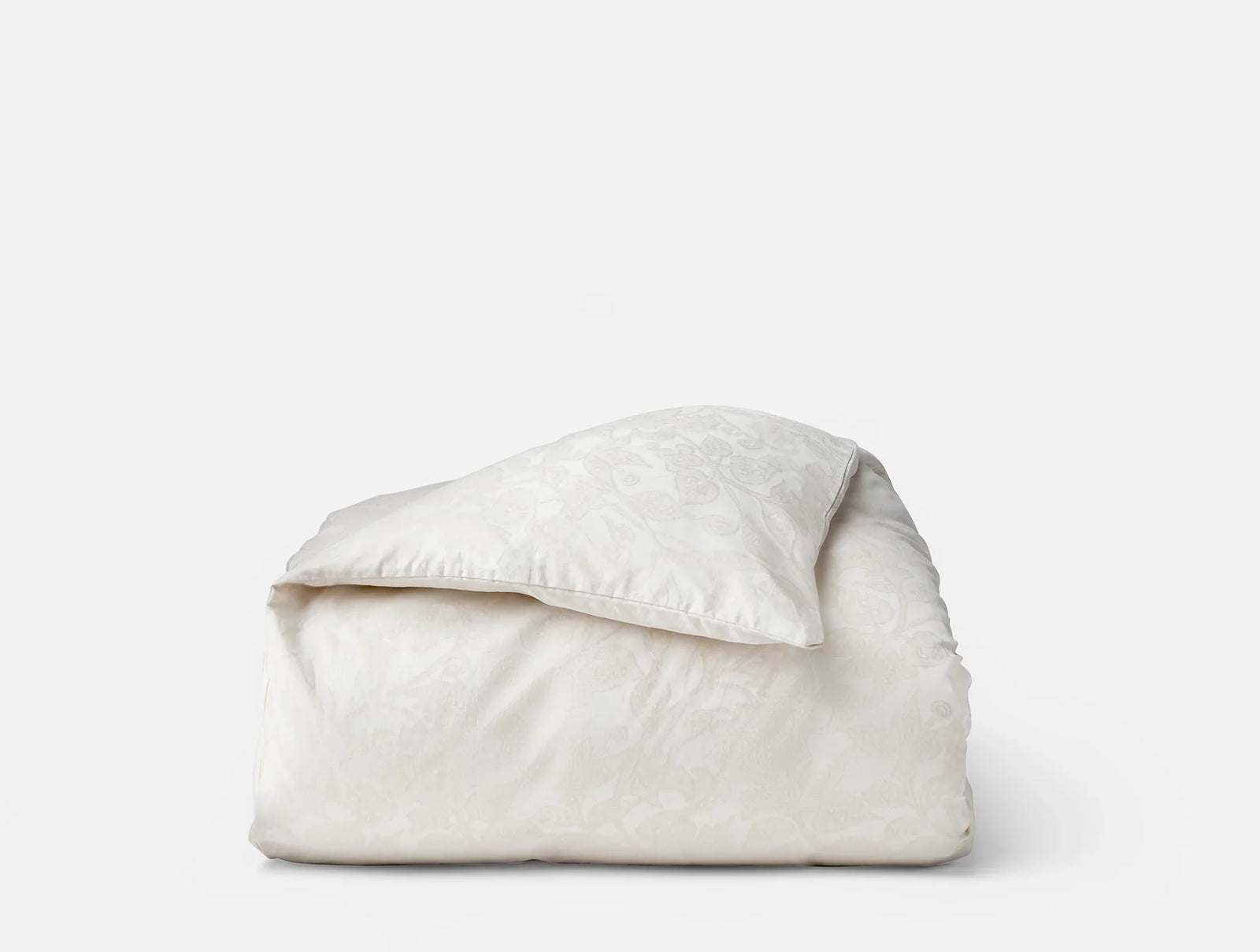 Coyuchi King Cal King Alpine White w Stone Heritage Organic Percale Jacquard Duvet Cover