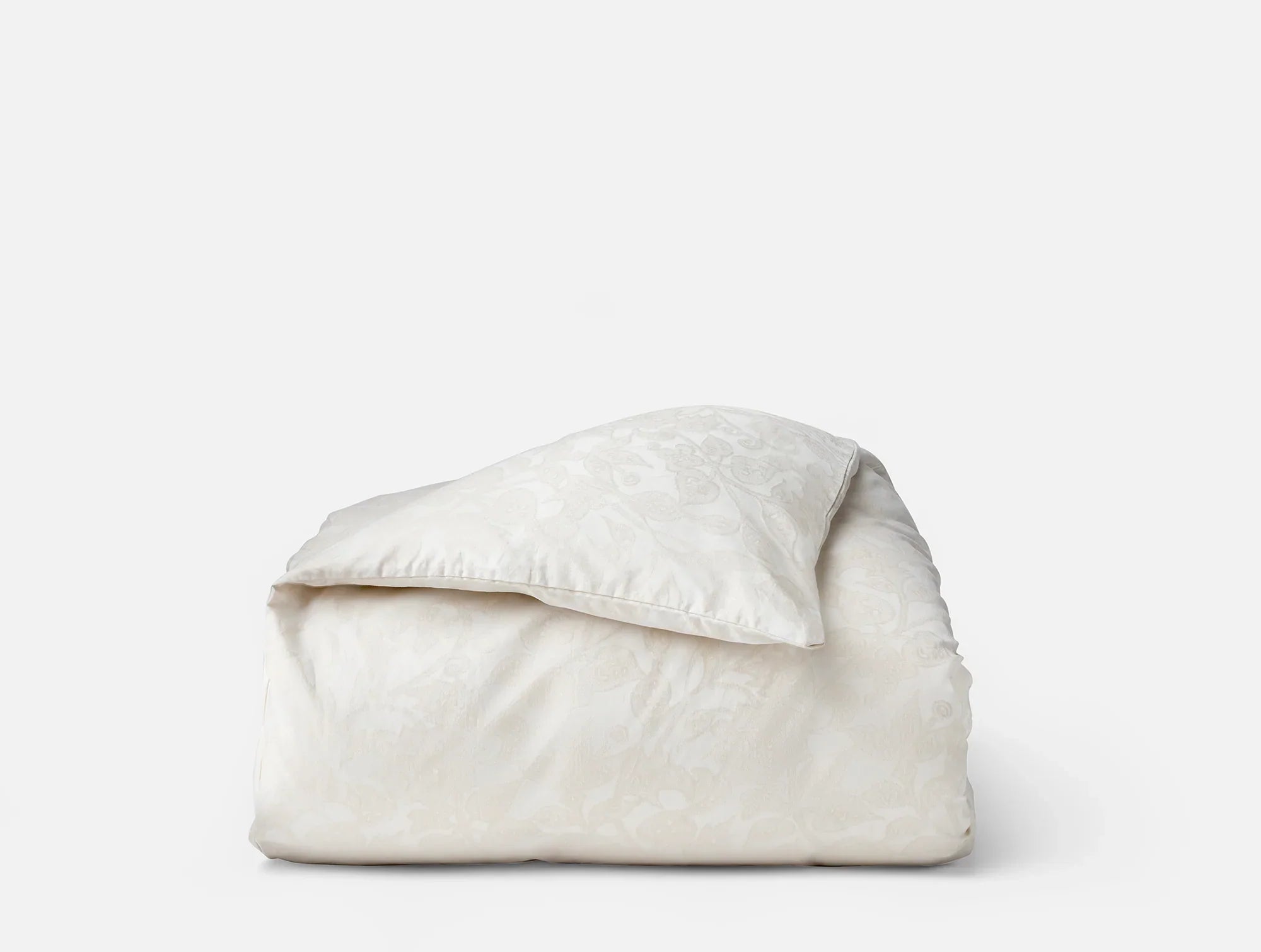 Coyuchi King Cal King Alpine White w Stone Heritage Organic Percale Jacquard Duvet Cover
