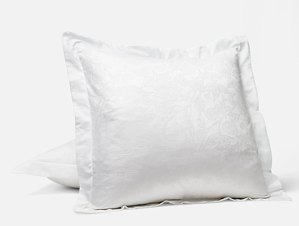 Coyuchi Euro Sham Alpine White Heritage Organic Percale Jacquard Duvet Cover