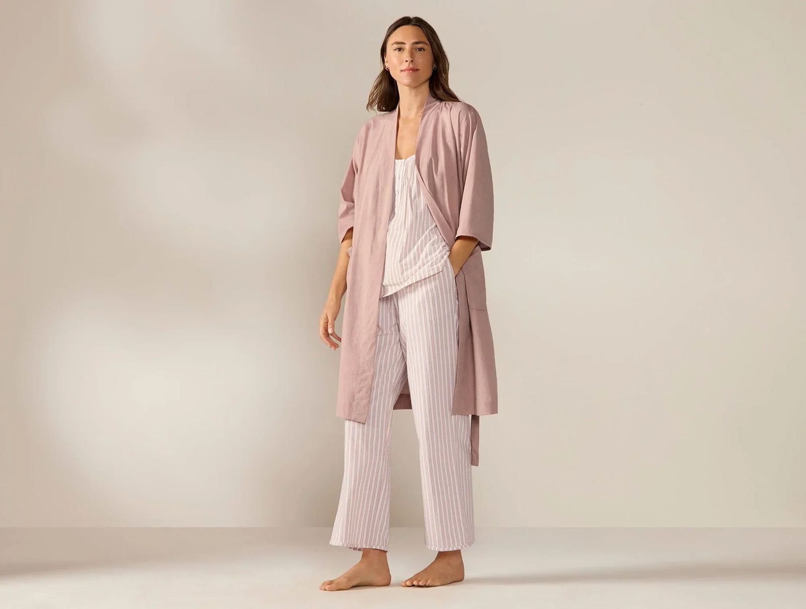 Coyuchi Praline Chambray Small Women's Isla Organic Cotton Robe