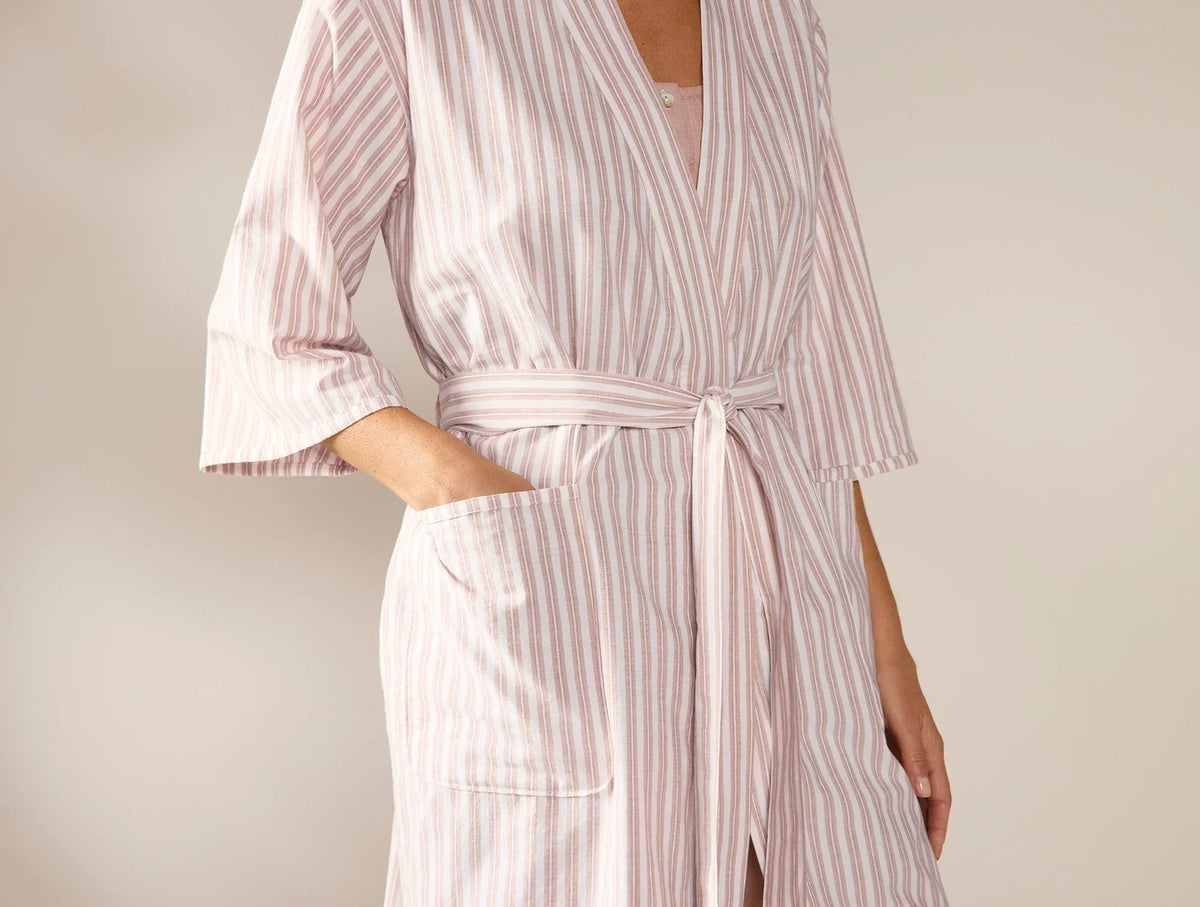 Coyuchi Praline Stripe Small Women's Isla Organic Cotton Robe