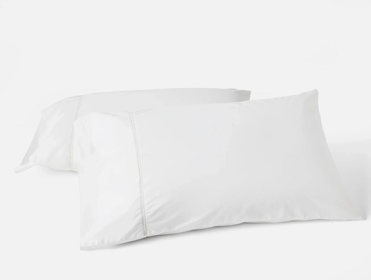 Coyuchi Pillowcase Set - King Alpine White Lattice Organic Percale Sheet Set