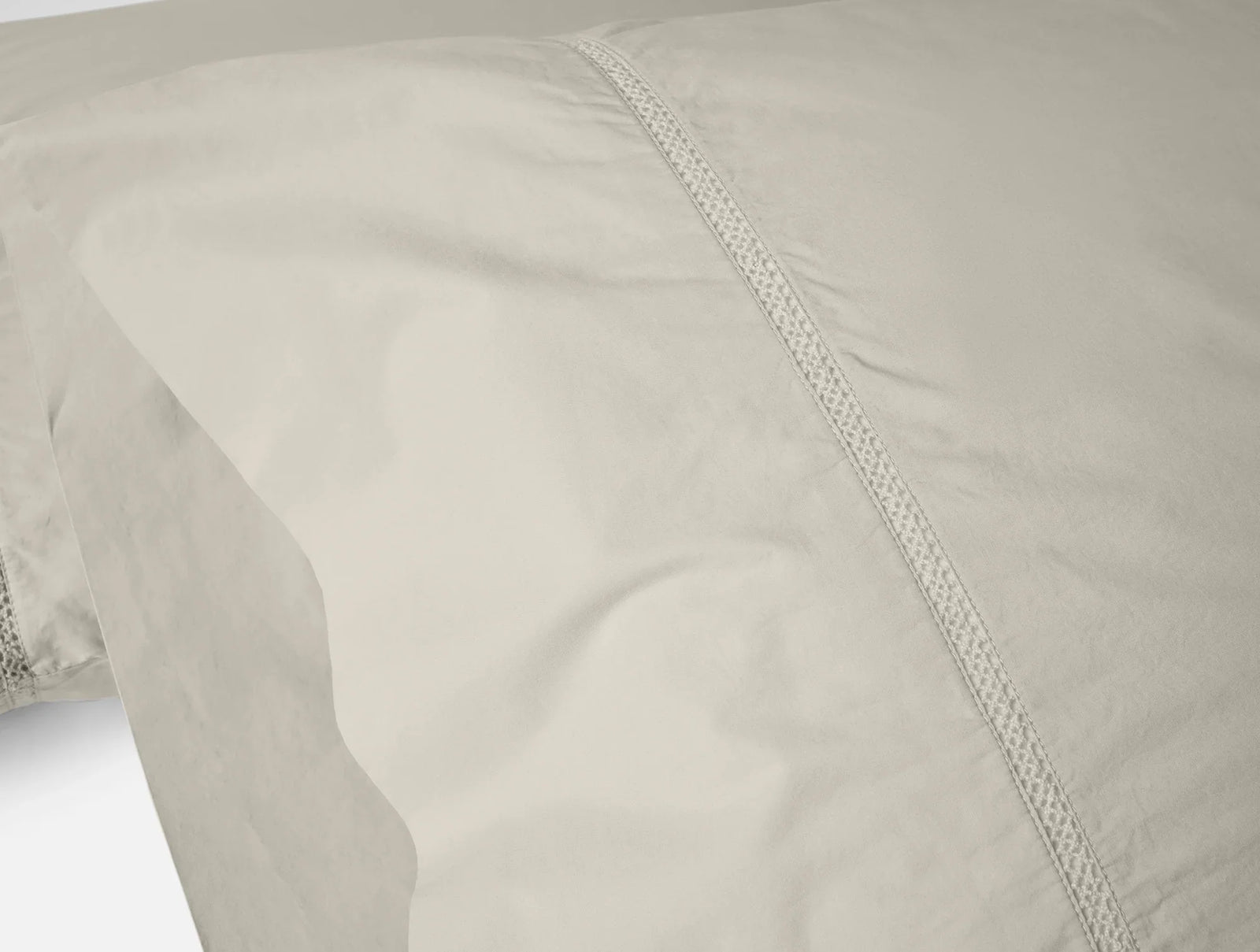 Coyuchi Pillowcase Set - King Stone Lattice Organic Percale Sheet Set