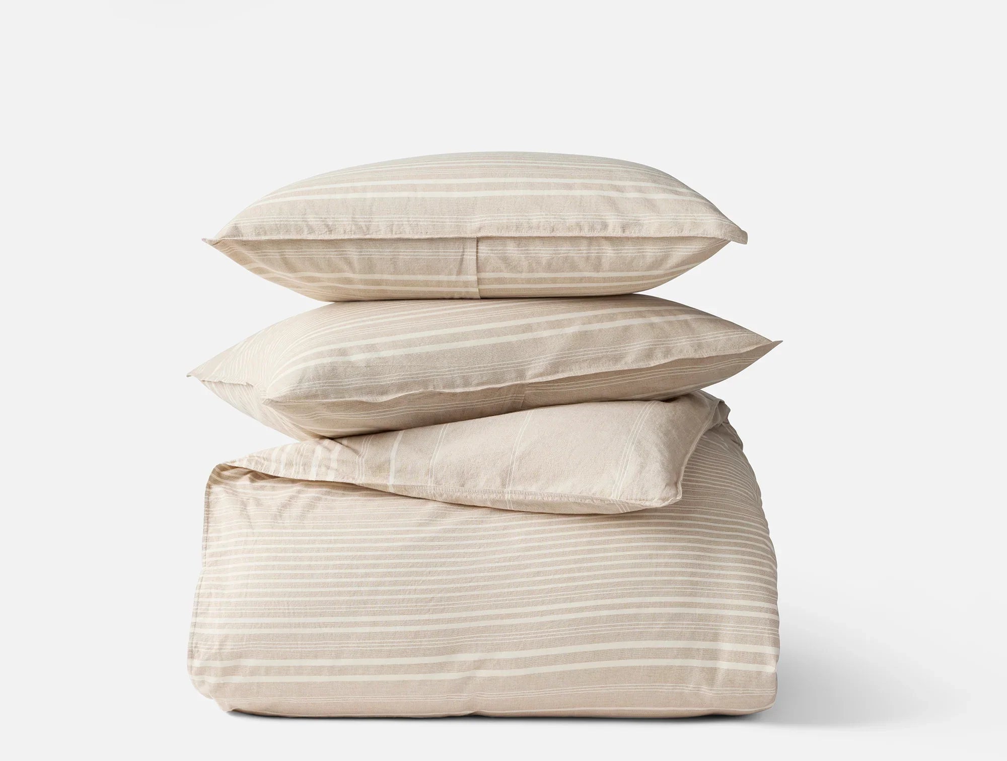 Coyuchi Doe Chambray Full Queen Little Sur Stripe Organic Duvet Cover Set