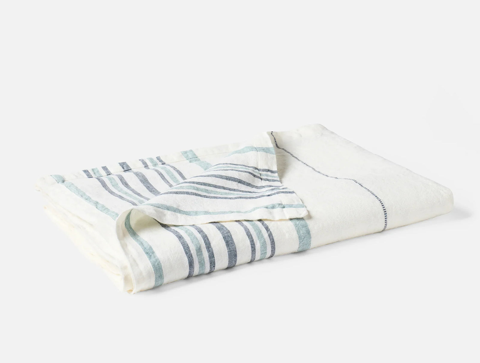 Coyuchi Soft White Gulf Stripe Mojave Organic Linen Throw