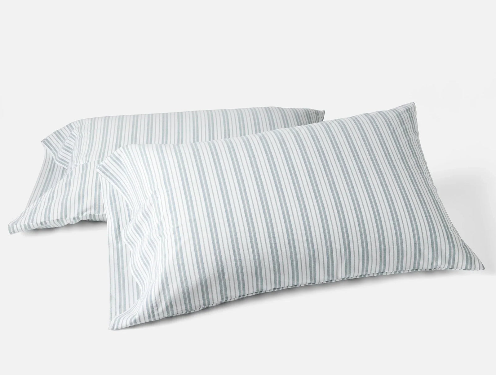 Coyuchi King Pillowcase Set Pacific Blue Stripe Organic Crinkled Percale Sheet Set