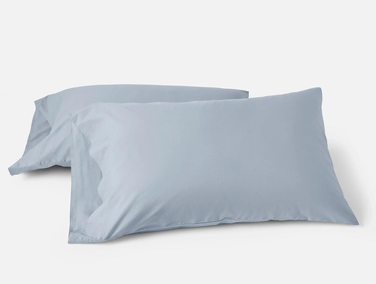 Coyuchi Standard Queen Pillowcase Set Steel Blue Organic Crinkled Percale Sheet Set