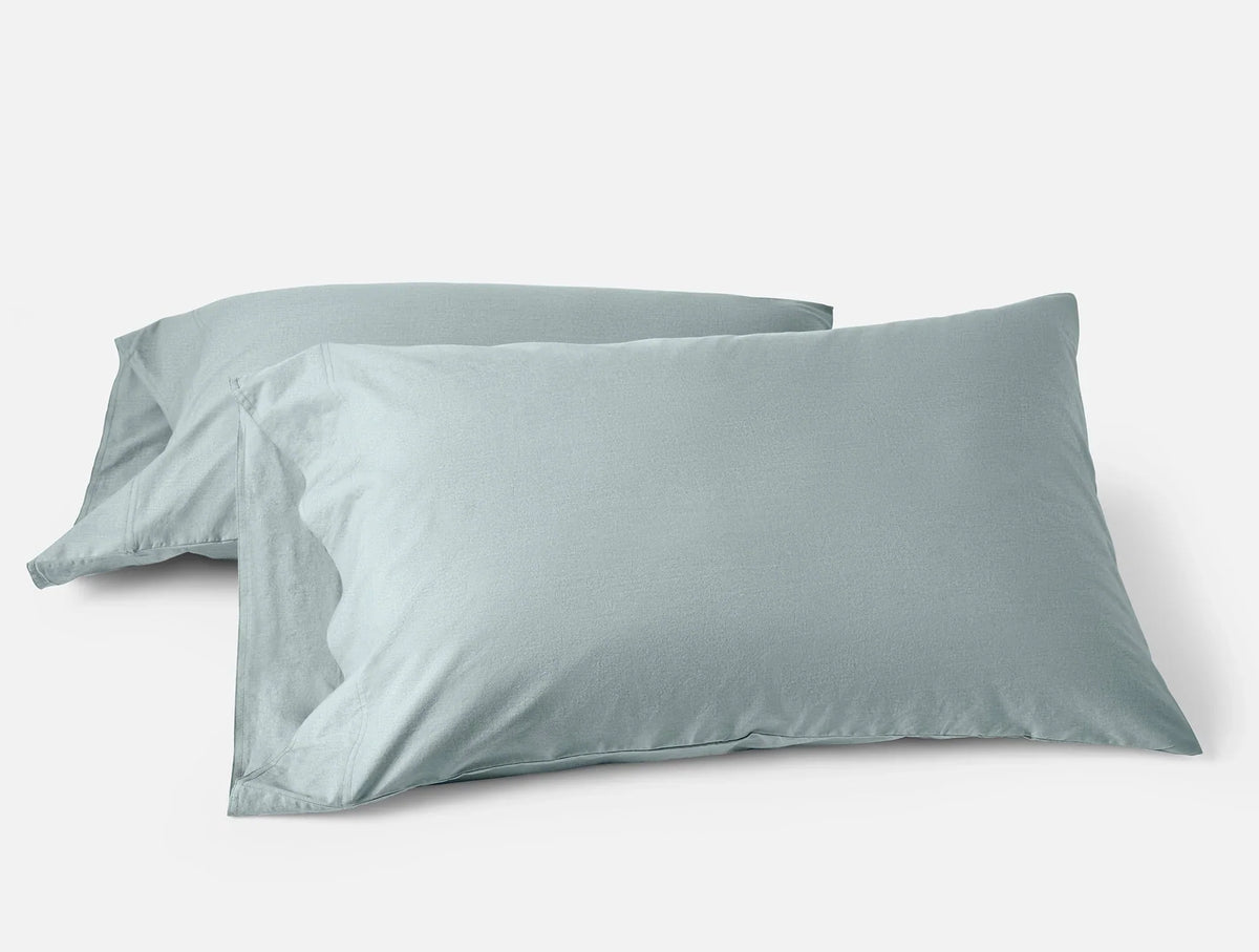 Coyuchi Standard Queen Pillowcase Set Surf Chambray Organic Crinkled Percale Sheet Set