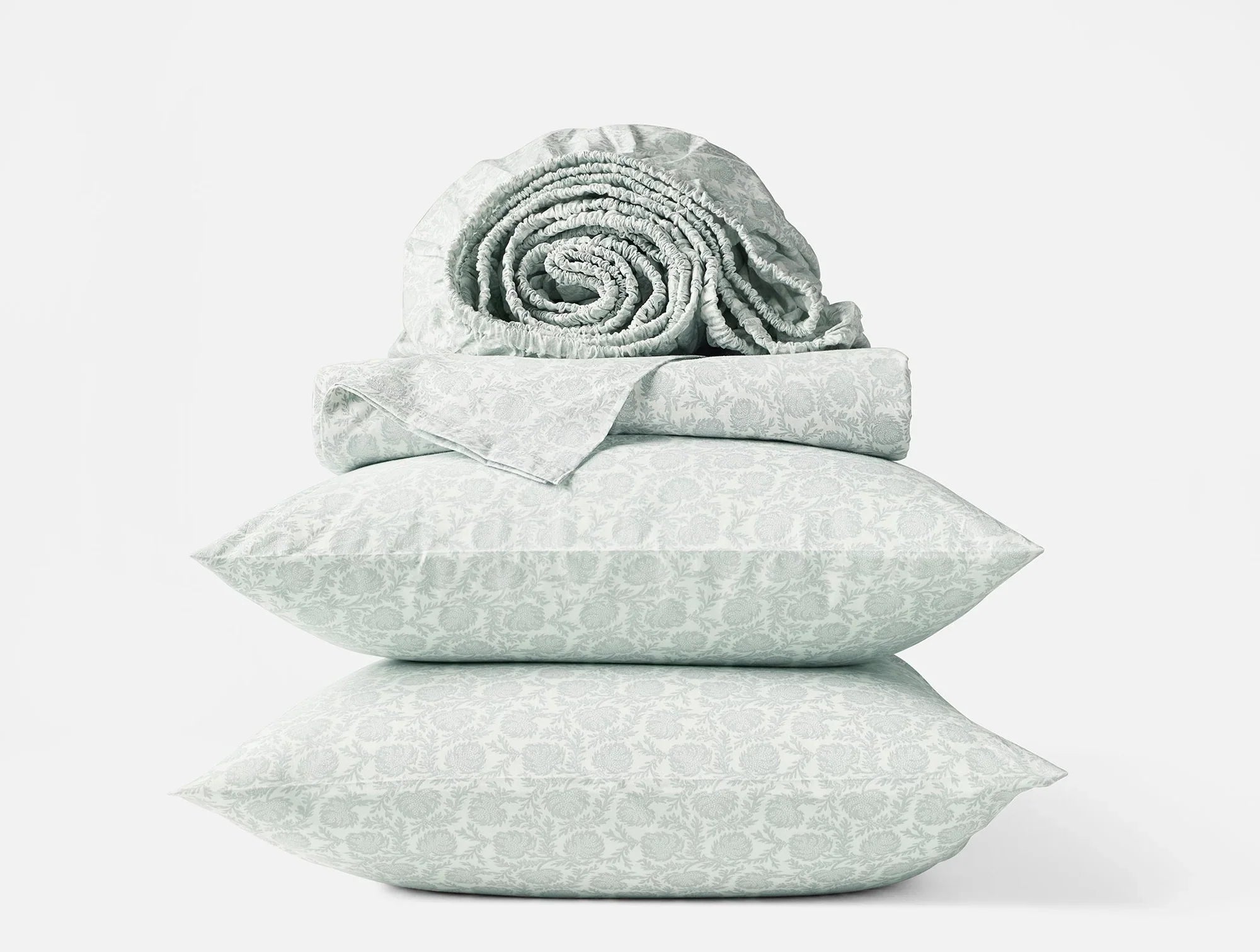 Coyuchi Full Dew Robles Organic Print Percale Sheet Set