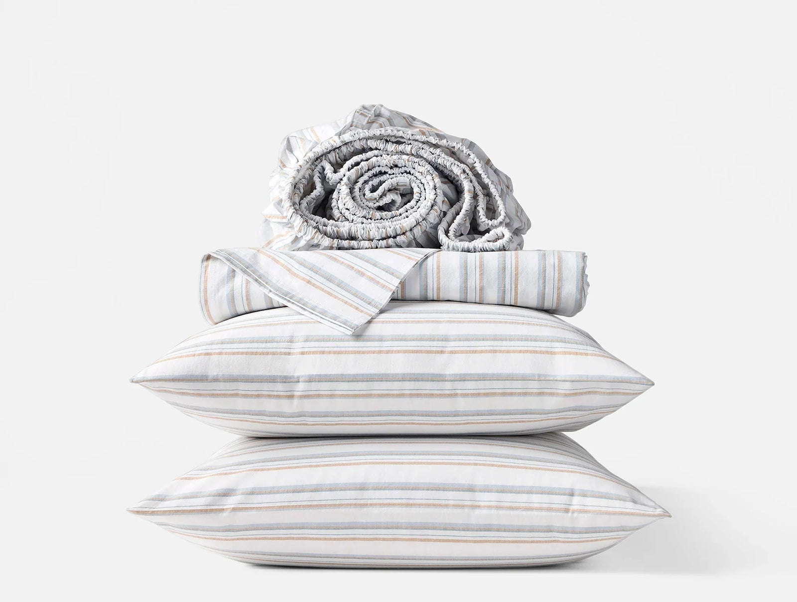 Coyuchi King Surf Stripe Organic Crinkled Percale Sheet Set