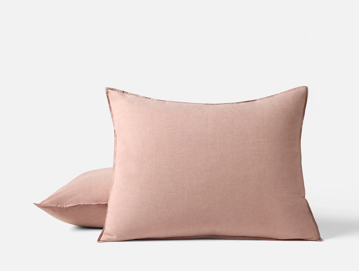 Coyuchi Standard Sham Praline Chambray Organic Crinkled Percale Duvet Cover