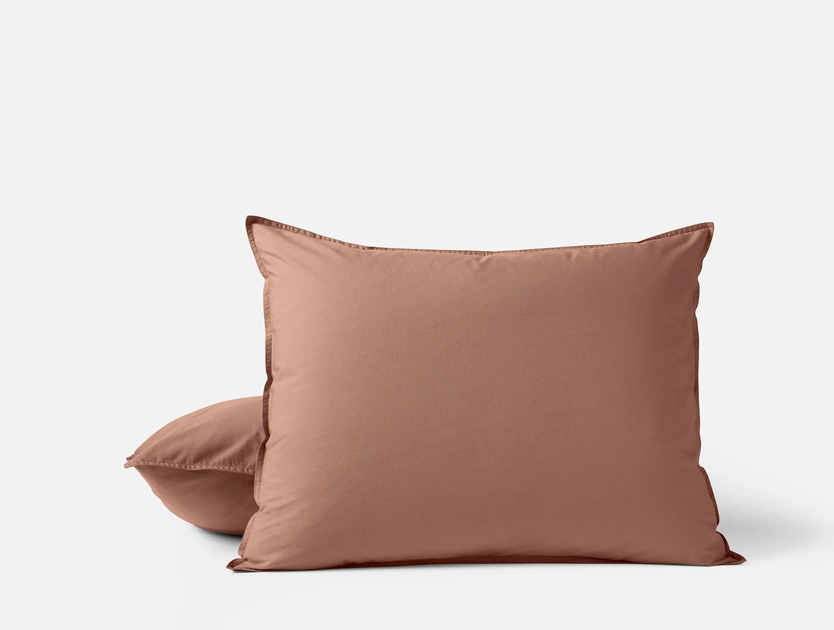 Coyuchi Standard Sham Praline Solid Organic Crinkled Percale Duvet Cover