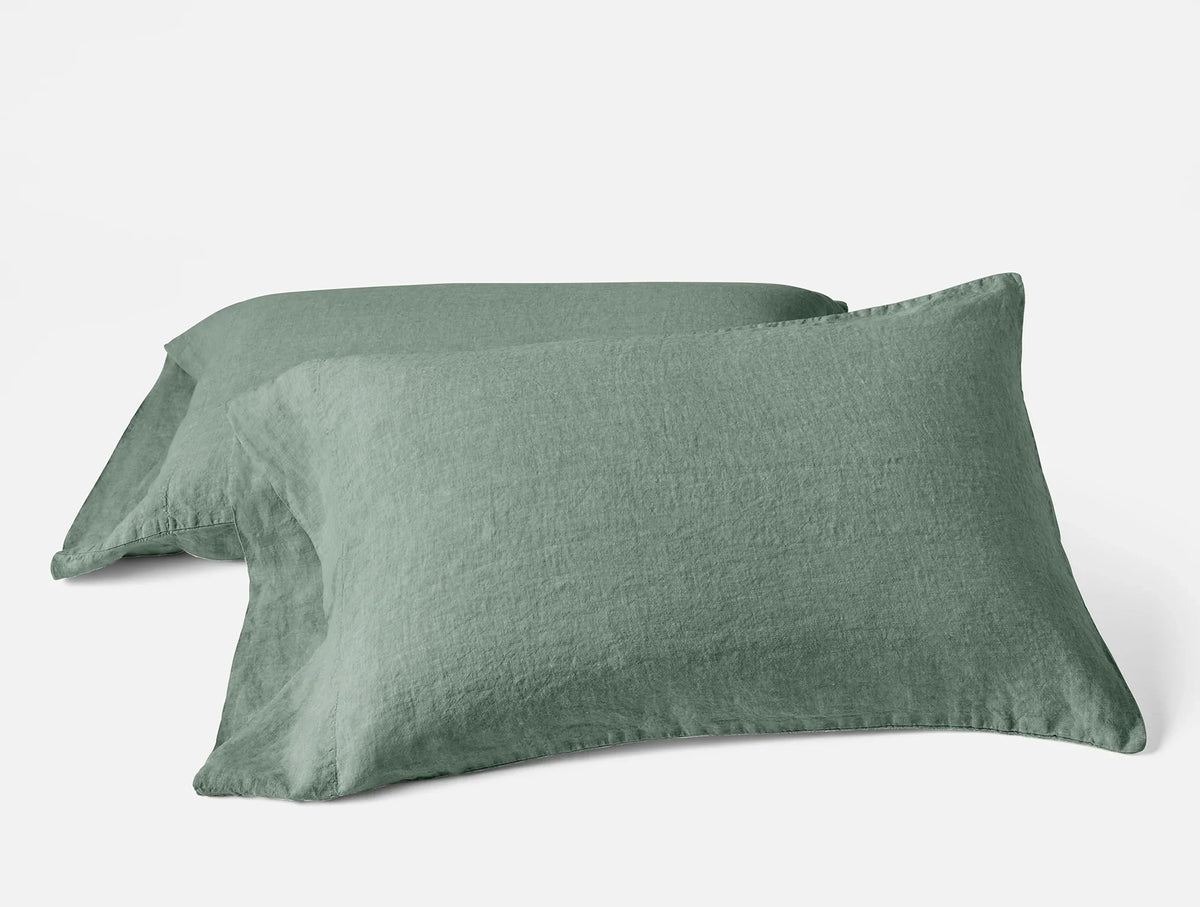 Coyuchi Standard Queen Pillowcase Set Juniper Organic Relaxed Linen Sheet Set