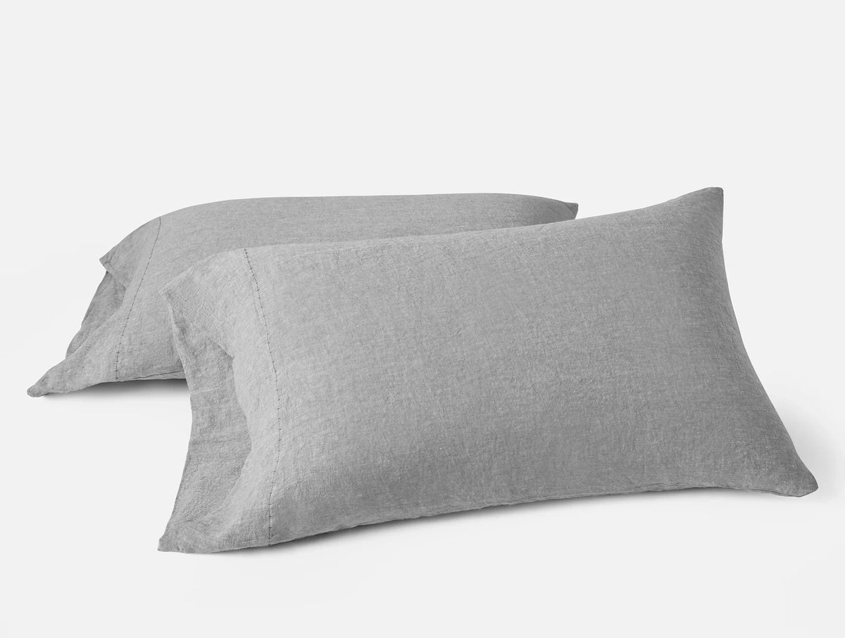 Coyuchi King Pillowcase Set Slate Chambray Organic Relaxed Linen Sheet Set