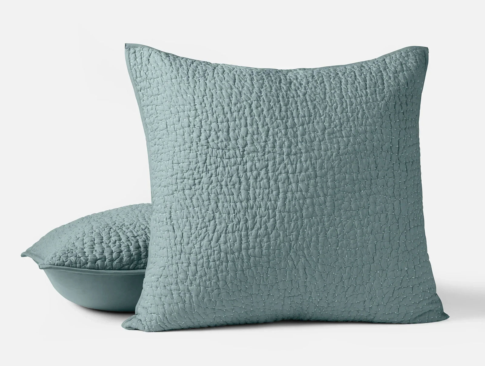 Coyuchi Euro Sham Lagoon Pebbled Handstitched Organic Quilt