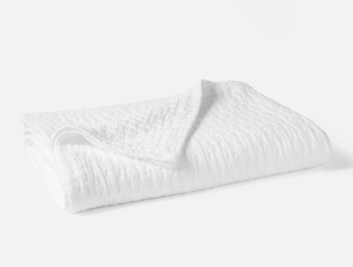Coyuchi Twin Alpine White Pescadero Matelasse Organic Blanket