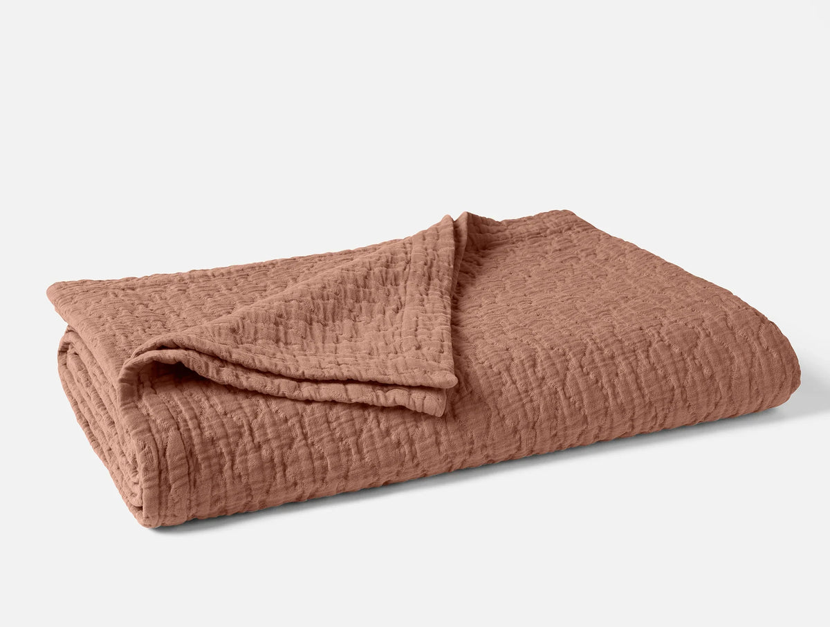 Coyuchi Full Queen Praline Pescadero Matelasse Organic Blanket