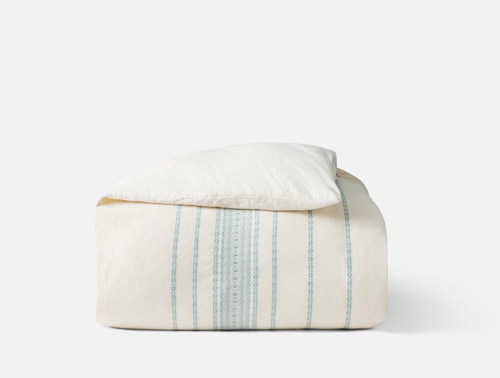Coyuchi Undyed w Surf Rippled Stripe Organic Duvet Cover