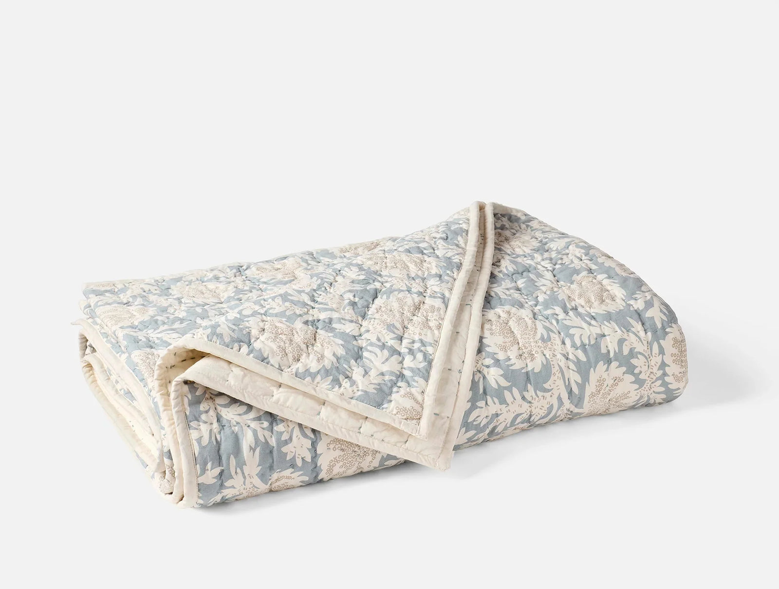 Coyuchi Twin Tidal w Khaki Robles Handstitched Organic Quilt