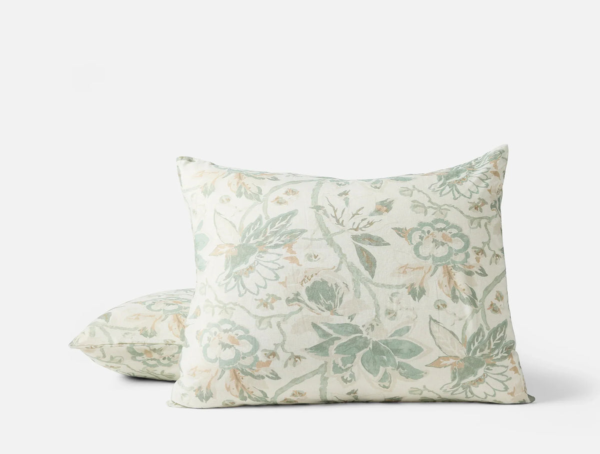 Coyuchi Standard Sham Natural w Sage Sea Bloom Print Duvet Cover