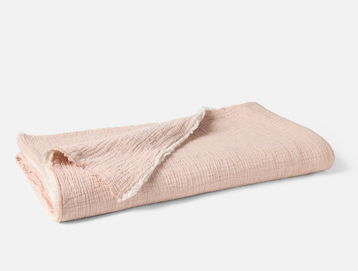 Coyuchi Praline Chambray Topanga Organic Matelasse Blanket