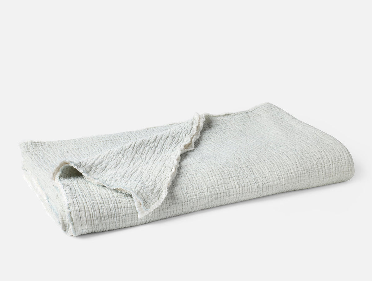 Coyuchi Tidal Chambray Topanga Organic Matelasse Blanket