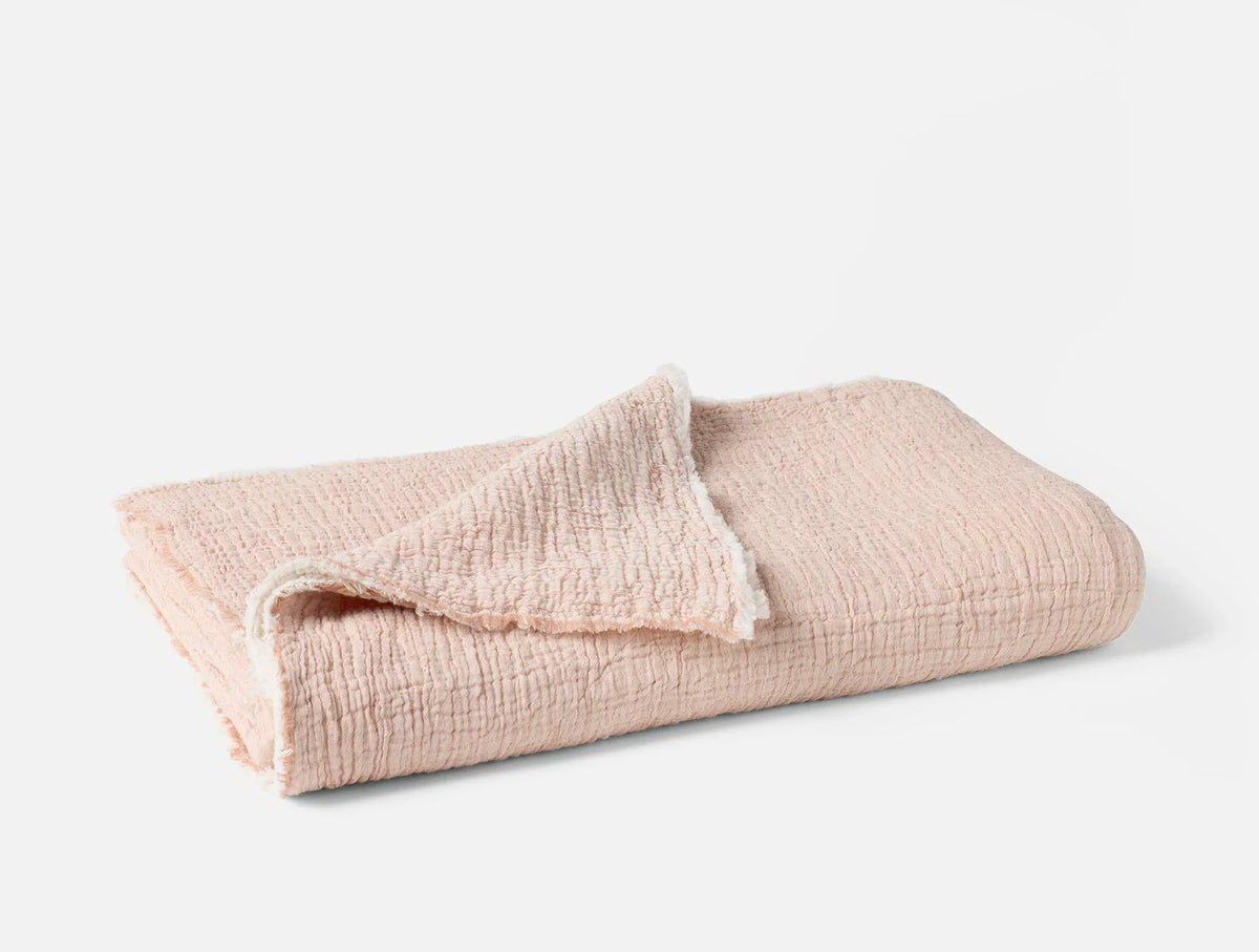 Coyuchi Throw Praline Chambray Topanga Organic Matelasse Blanket