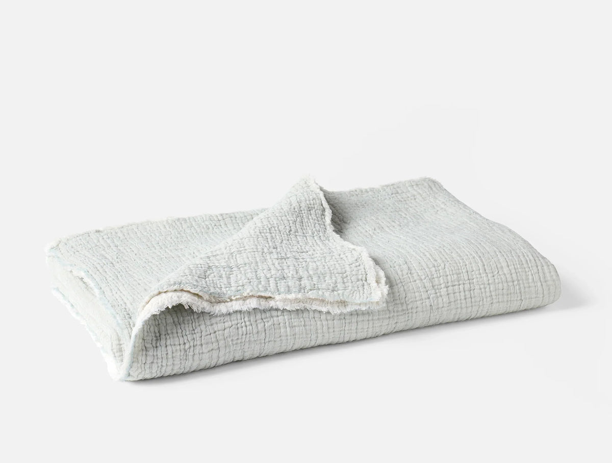Coyuchi Throw Tidal Chambray Topanga Organic Matelasse Blanket