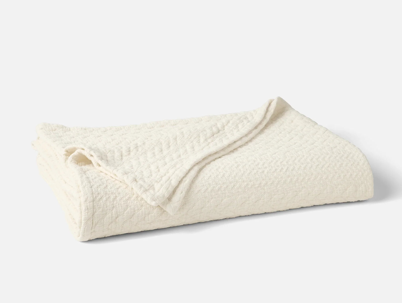 Coyuchi Full Queen Undyed Angeles Organic Matelasse Blanket