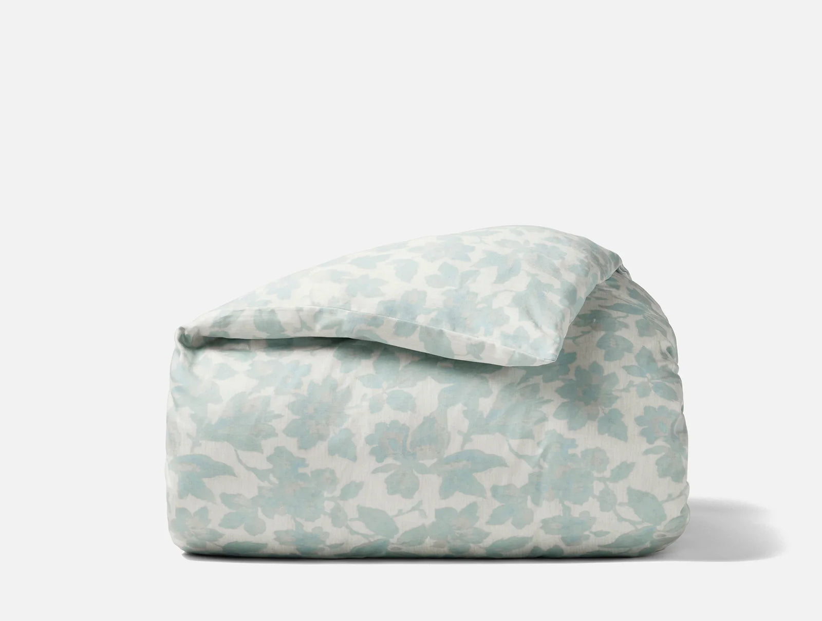 Coyuchi King Cal King Celadon Camellia Organic Print Duvet Cover