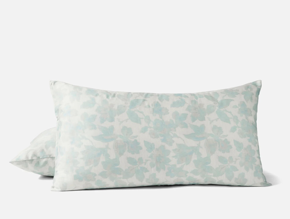 Coyuchi Sham - King Celadon Camellia Organic Print Duvet Cover