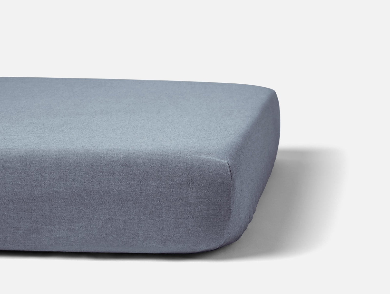 Coyuchi Indigo Chambray Organic Crinkled Percale Crib Fitted Sheet