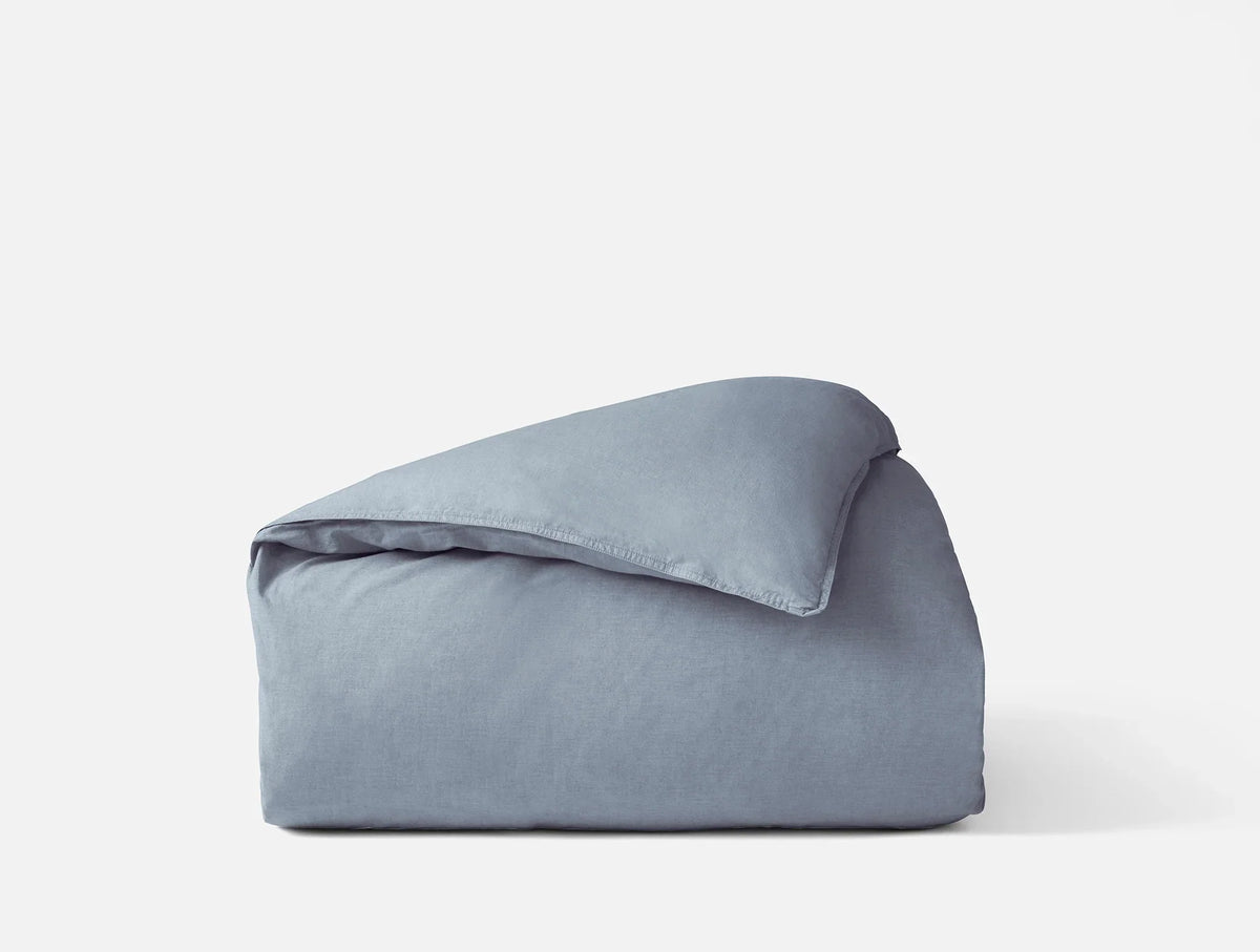 Coyuchi Indigo Chambray Organic Crinkled Percale Duvet Cover