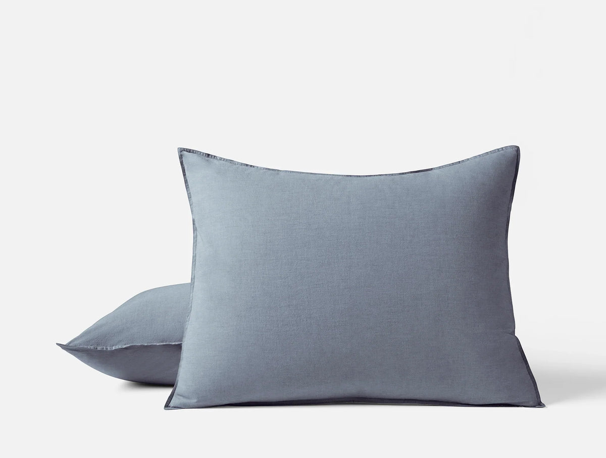 Coyuchi Standard Sham Indigo Chambray Organic Crinkled Percale Duvet Cover