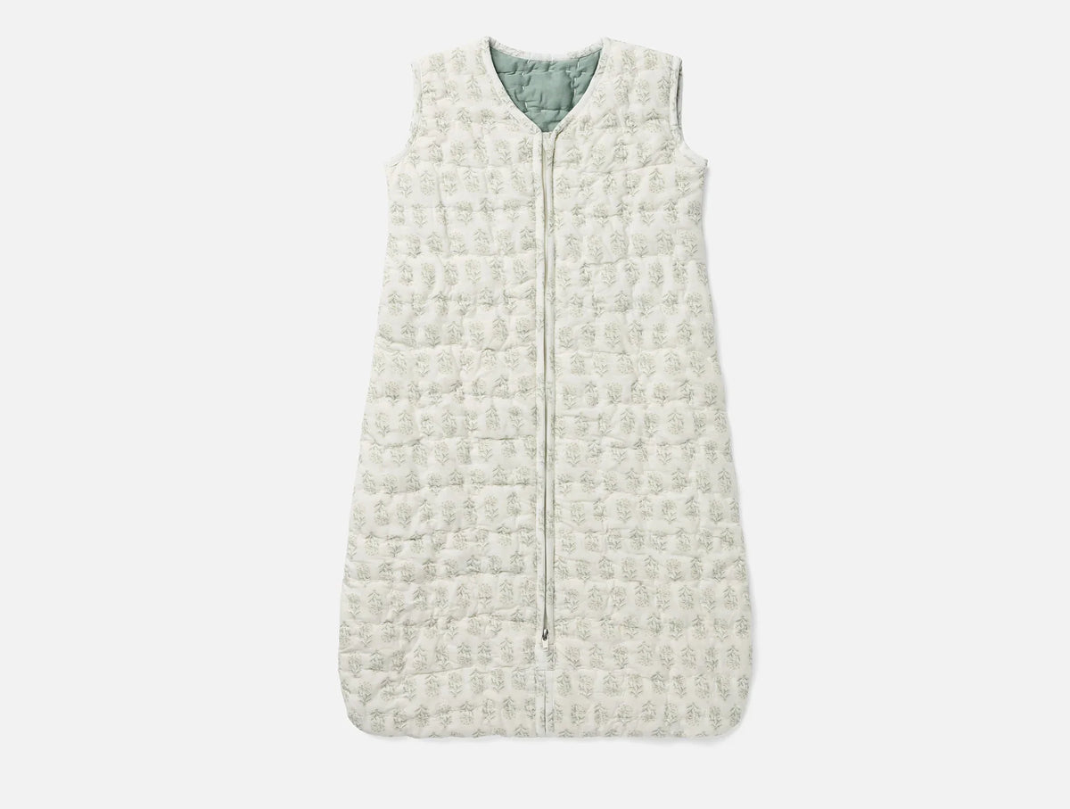 Coyuchi Seafoam Chrysanthemum 6-12 Months Pebbled Handstitched Organic Snuggle Sack