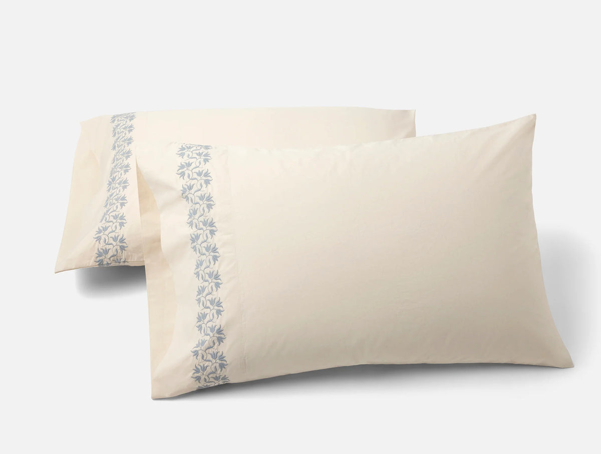 Coyuchi Pillowcase Set- Standard Seal Lily Refined Organic Percale Sheet Set