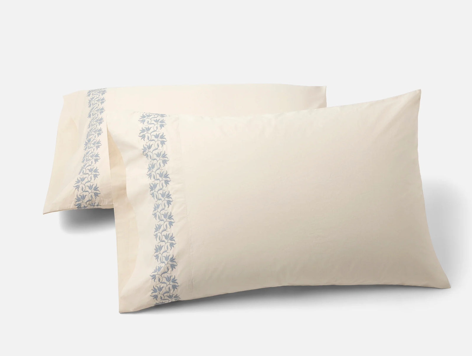 Coyuchi Pillowcase Set- King Seal Lily Refined Organic Percale Sheet Set